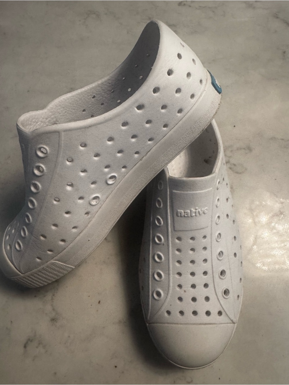 Native White Slip-On Perforated Sneakers